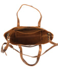 STITCH AND CARRY Urban Tote Bag Brown Buffalo Leather Tote Bag Minimal Design with Shoulder Strap & Zipper Closure Stitch And Carry