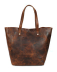 STITCH AND CARRY Urban Tote Bag Brown Buffalo Leather Tote Bag Minimal Design with Shoulder Strap & Zipper Closure Stitch And Carry