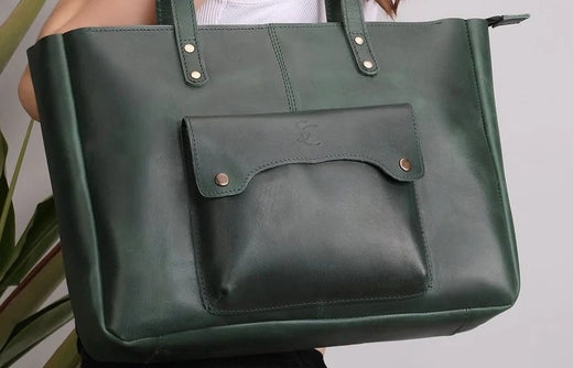 Black Leather Tote Bag Vintage Voyager