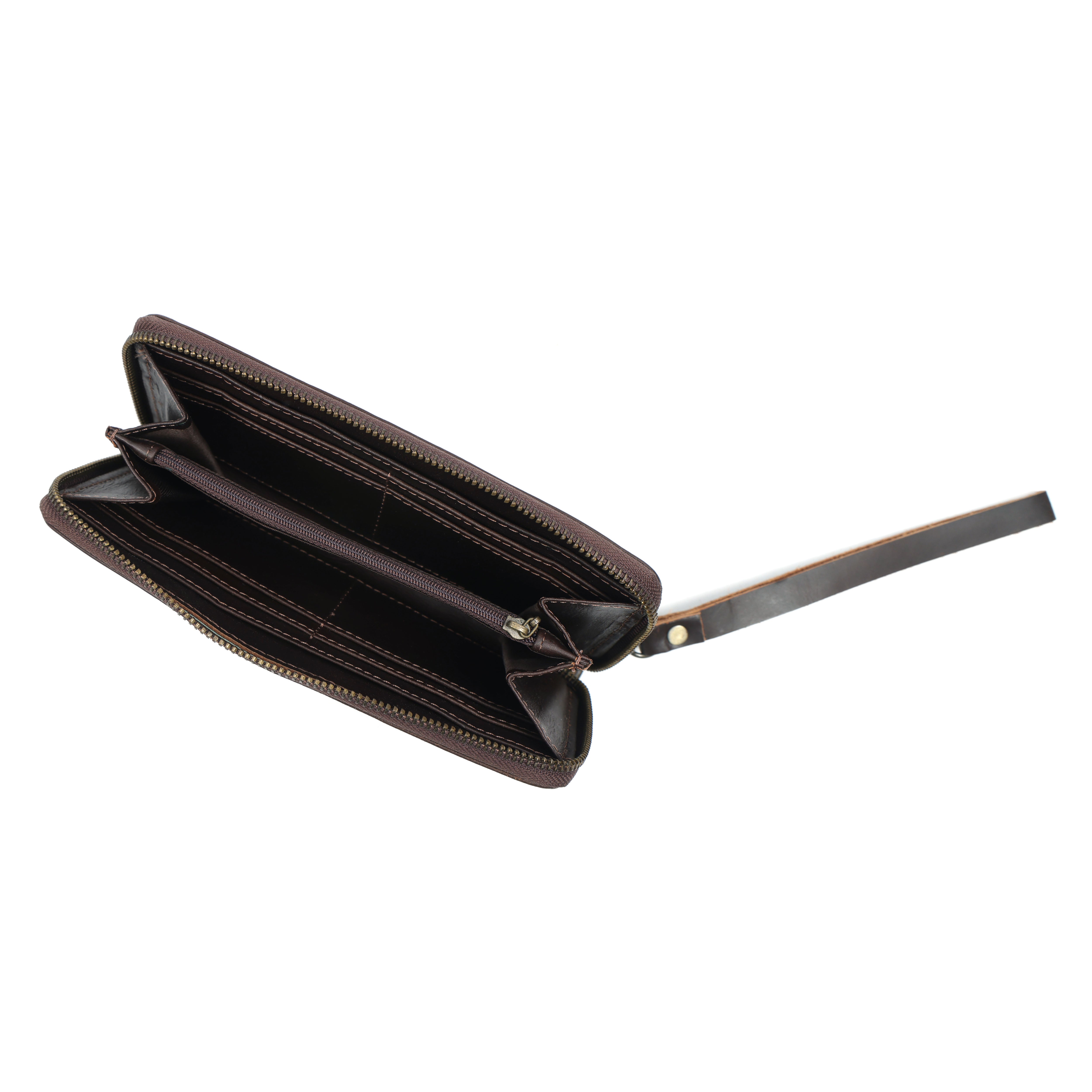 STITCH AND CARRY Concertina Clutch for Women Brown Genuine Leather Zipp Closer Removable Chain Strap, Evening Look Stitch And Carry