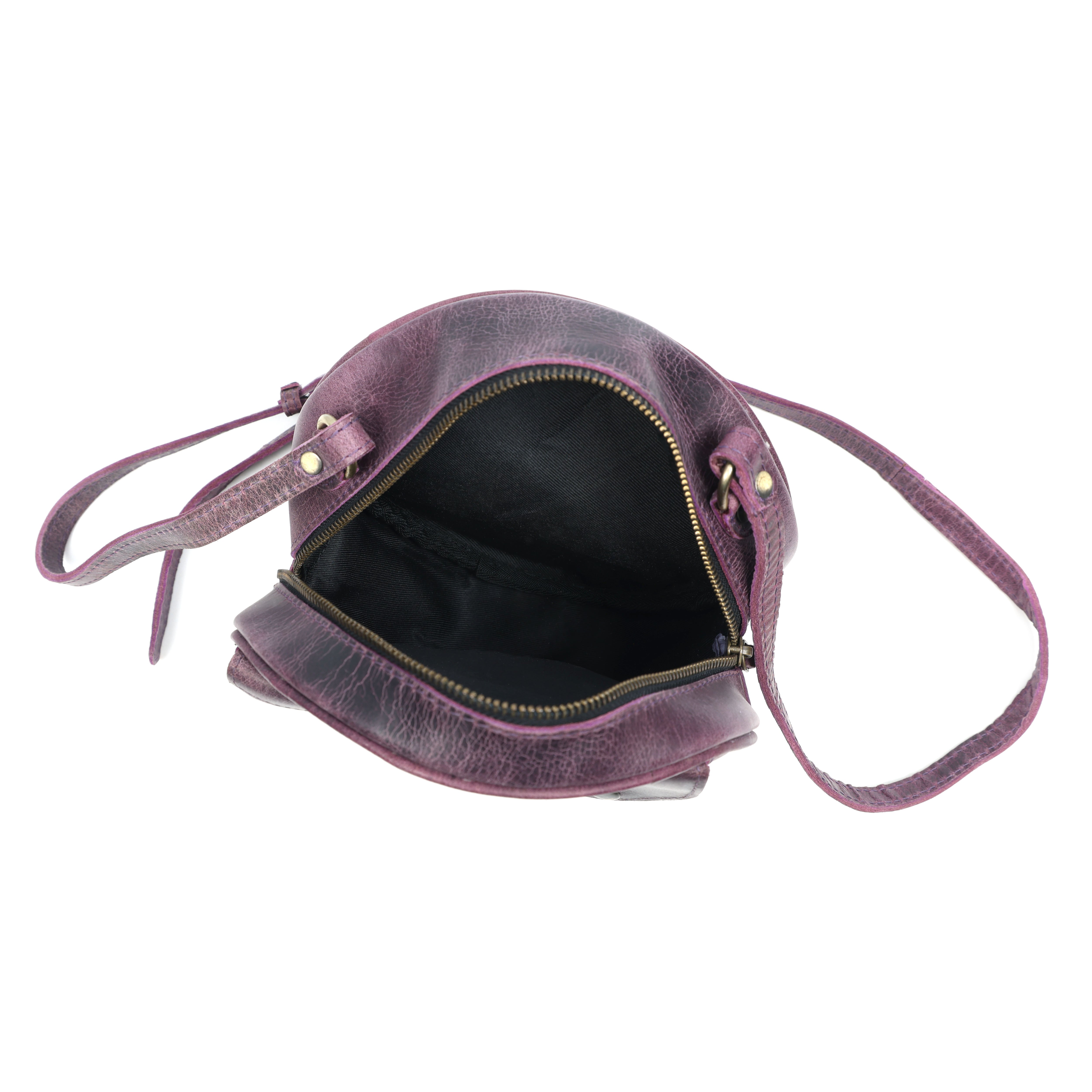 STITCH AND CARRY Crossbody Bag Genuine Leather Adjustable Strap, Gold-Tone Hardware, Zipper Closure Stitch And Carry
