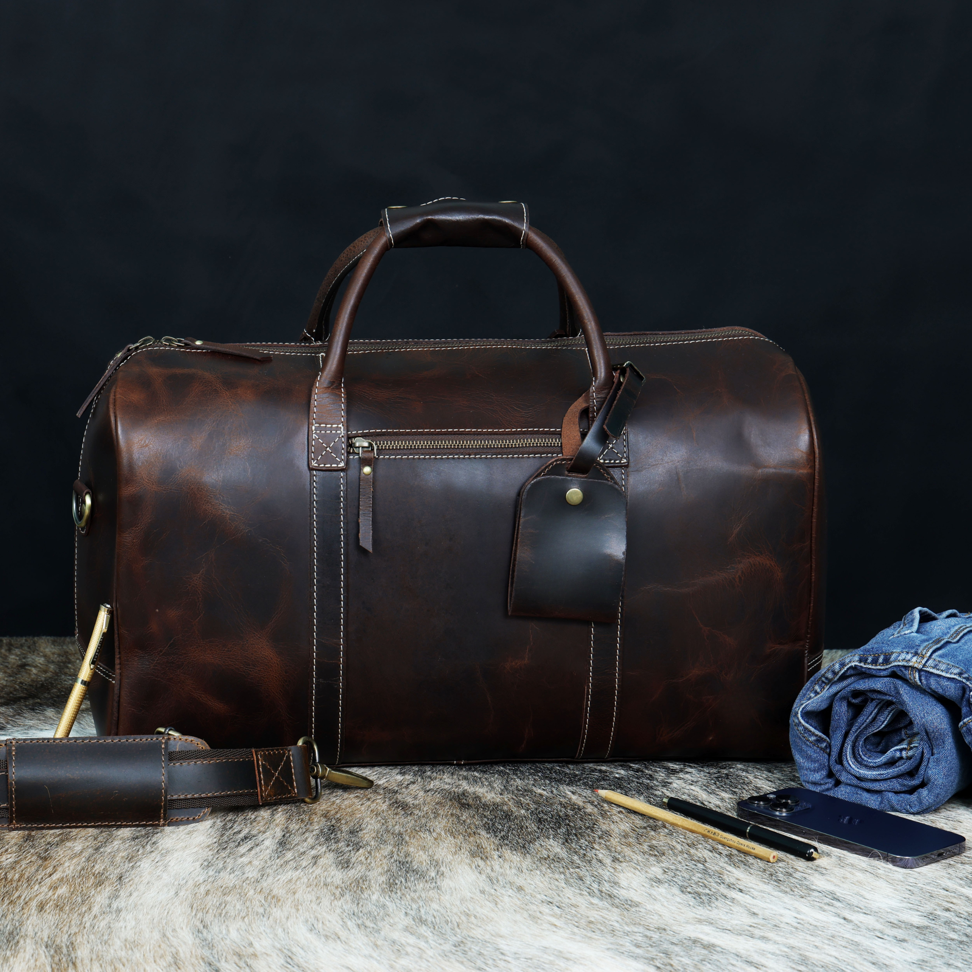 STITCH AND CARRY Premium Leather Travel Duffel Rugged Elegance, Handcrafted Durability, and Spacious Utility for Sports, Gym, and Weekend Escapes (Copy) Stitch And Carry