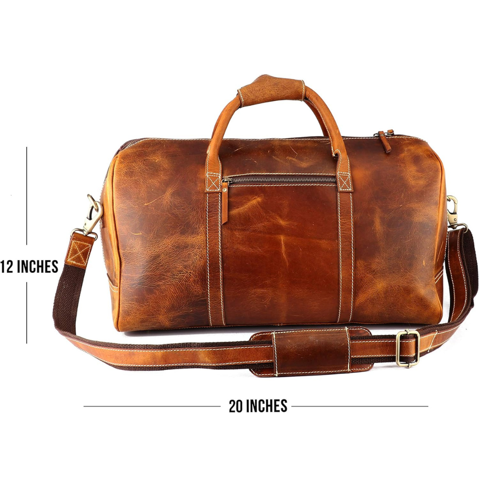STITCH AND CARRY Rugged Yet Stylish Men’s Bag Color Tan Premium Leather Perfect to Travel, Sport and Everyday Styles Stitch And Carry