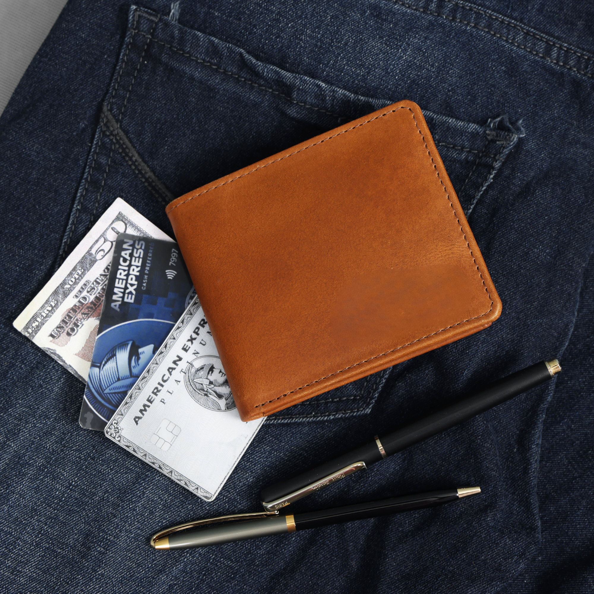 STITCH AND CARRY Genuine Leather Wallet for Men – Slim Bifold RFID Blocking Wallet with Multiple Card Slots, Durable & Stylish, Perfect Gift for Him – Cineman Brown, Compact, Lightweight Stitch And Carry
