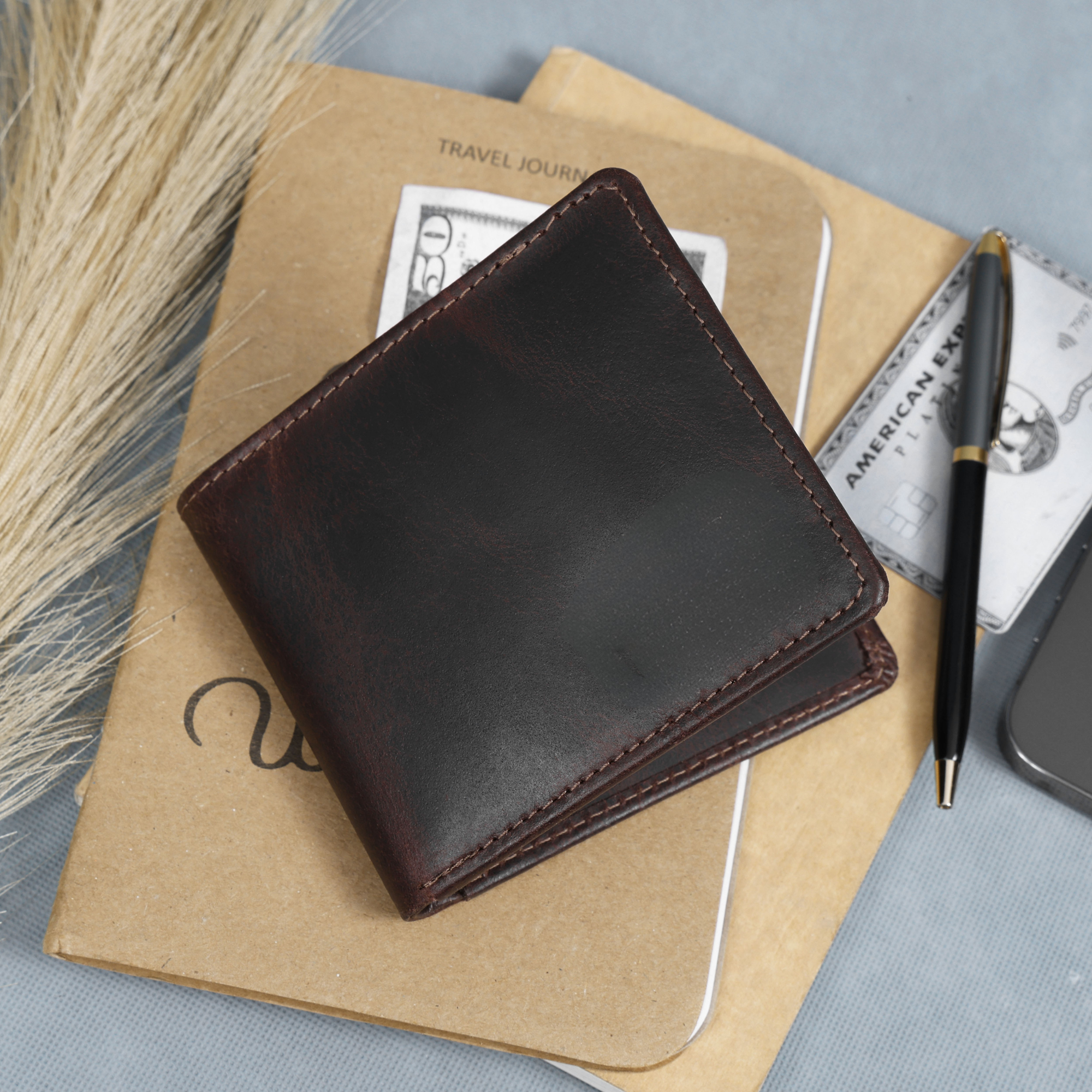 Handcrafted Leather Wallet for Men Dark Brown – RFID Blocking, Slim Fit Bifold with Card Compartments & ID Window – Minimalist and Durable Wallet, Ideal Gift for Men Stitch And Carry