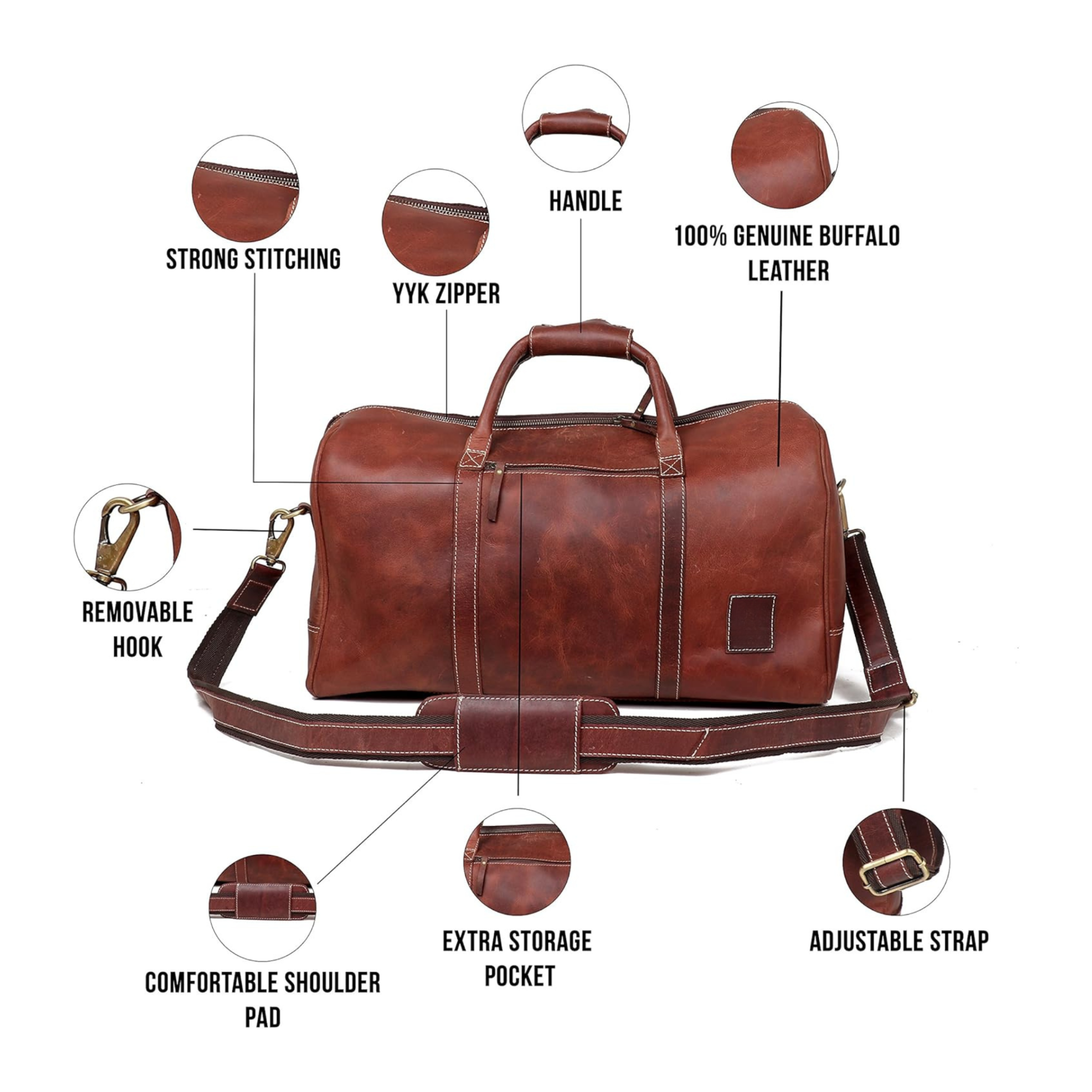 STITCH AND CARRY Weekender Duffel Bag Brown Durable, Stylish, Travel-Ready Craftsmanship (Copy) Stitch And Carry