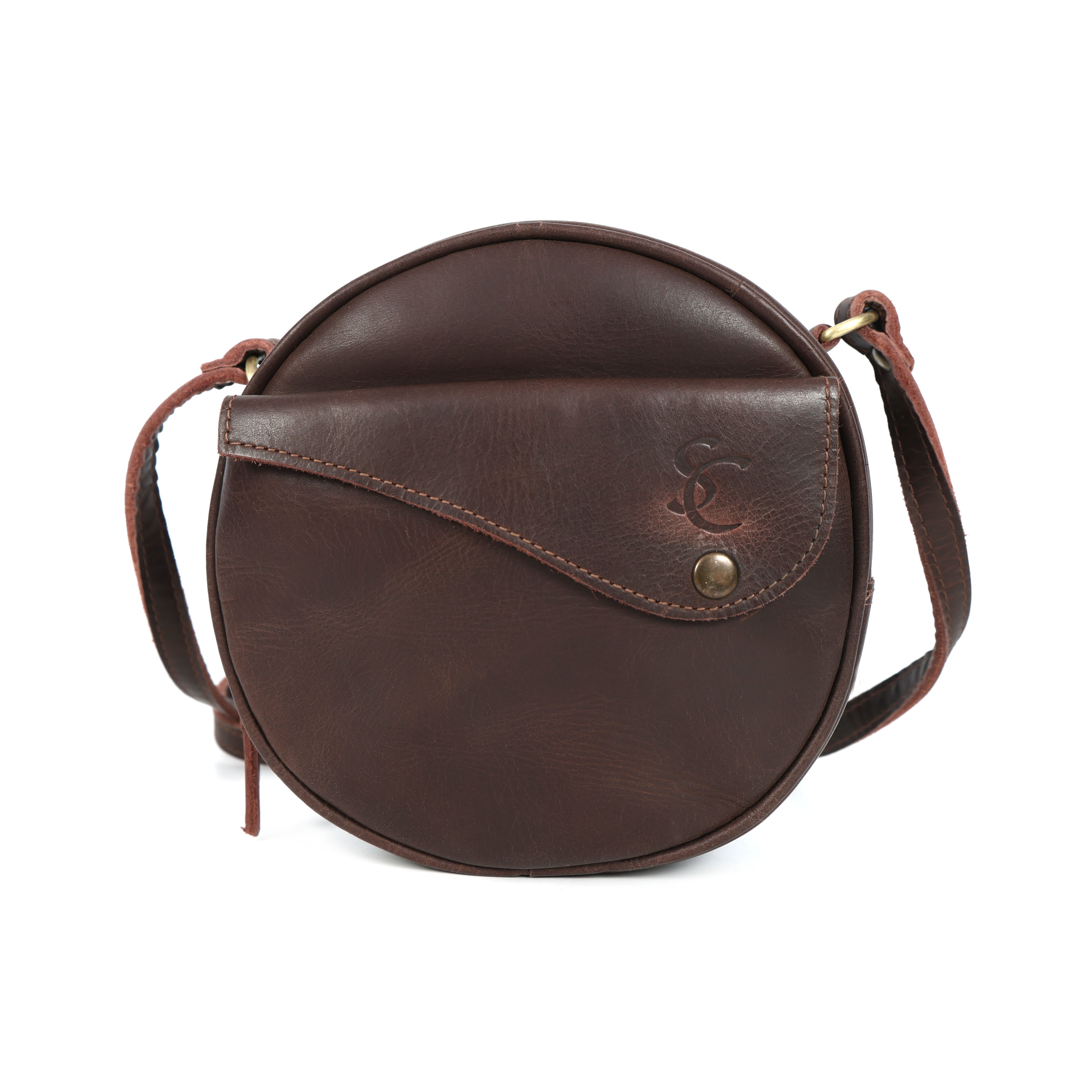 STITCH AND CARRY Crossbody Bag Genuine Leather Adjustable Strap, Gold-Tone Hardware, Zipper Closure Stitch And Carry