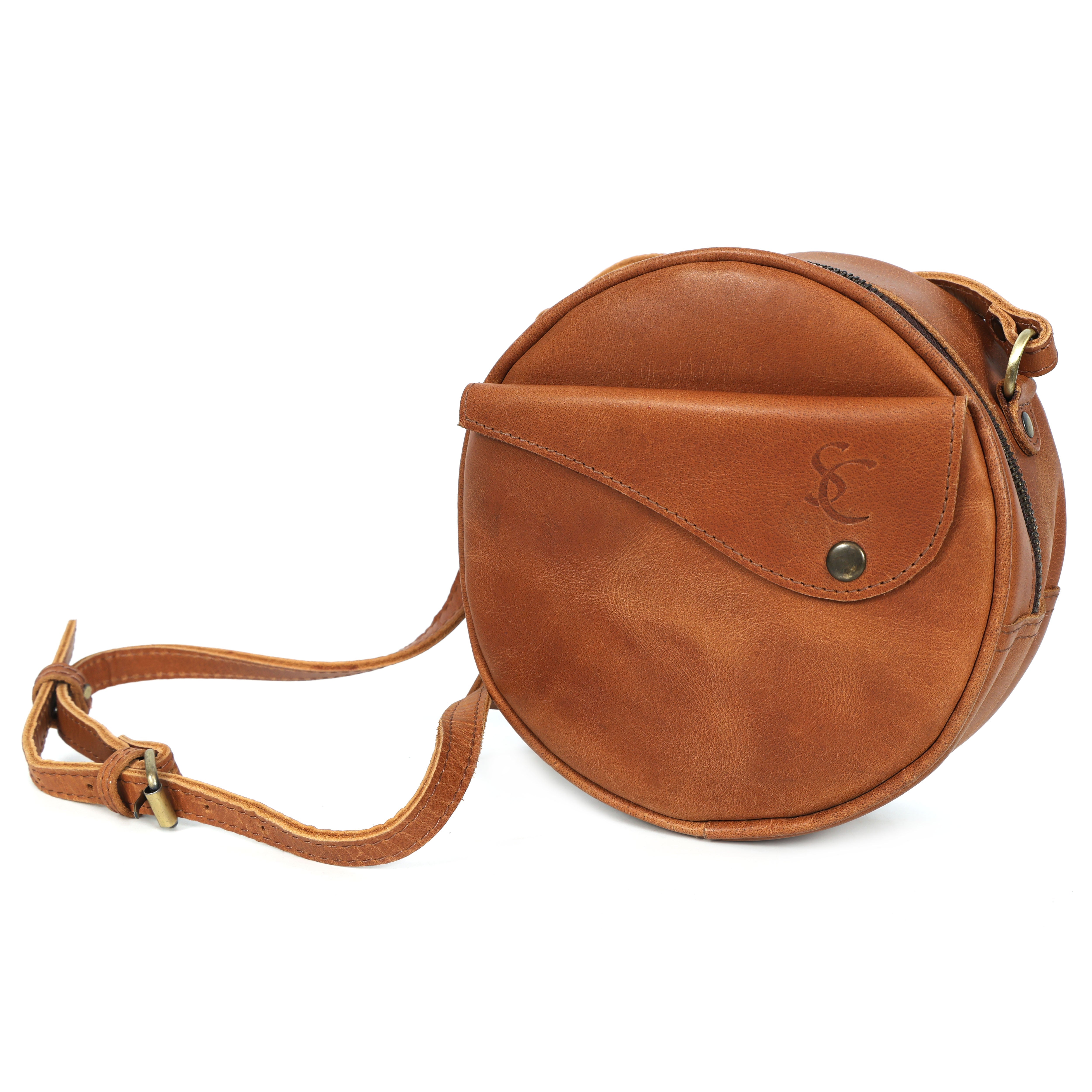 STITCH AND CARRY Crossbody Bag Genuine Leather Adjustable Strap, Gold-Tone Hardware, Zipper Closure Stitch And Carry