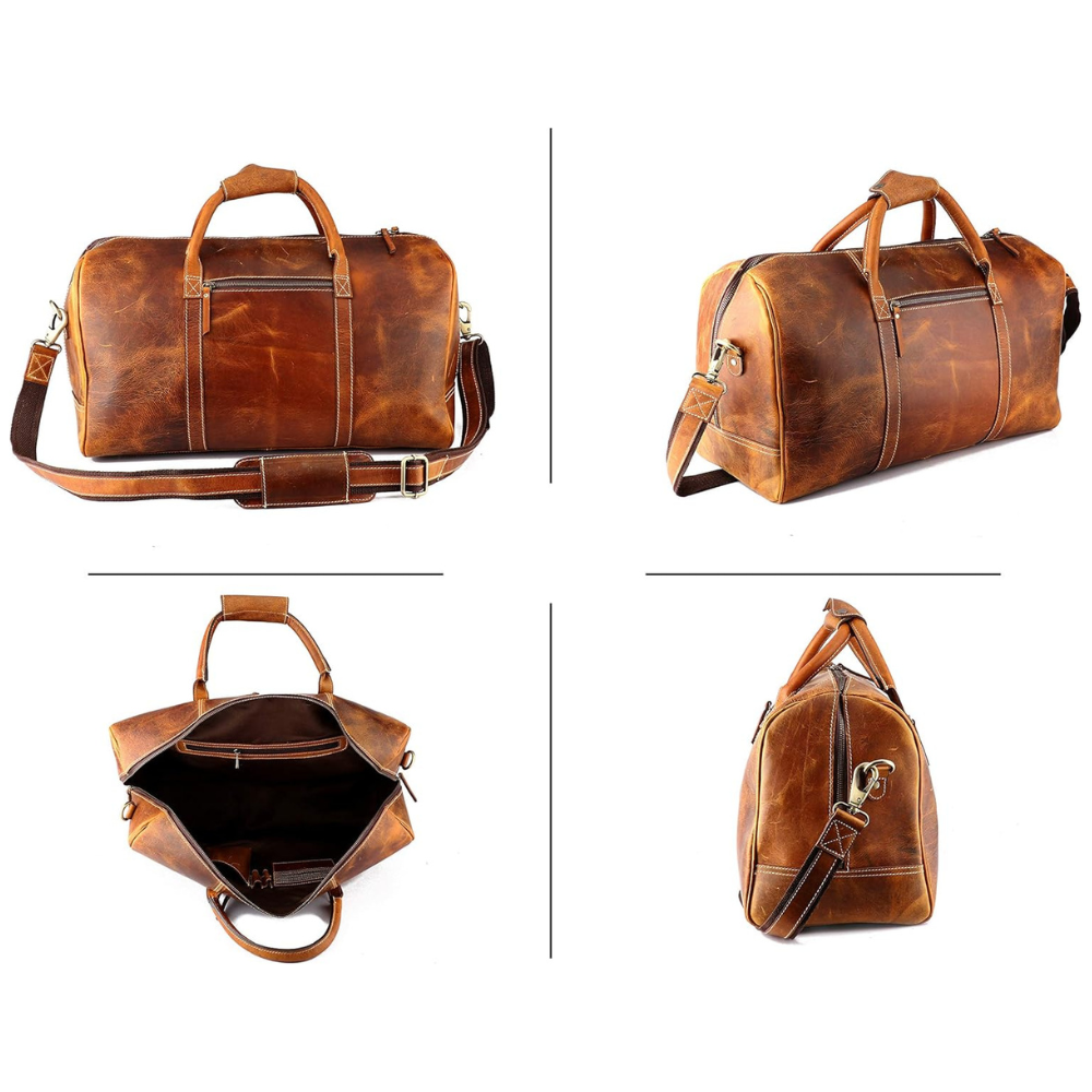 STITCH AND CARRY Rugged Yet Stylish Men’s Bag Color Tan Premium Leather Perfect to Travel, Sport and Everyday Styles Stitch And Carry
