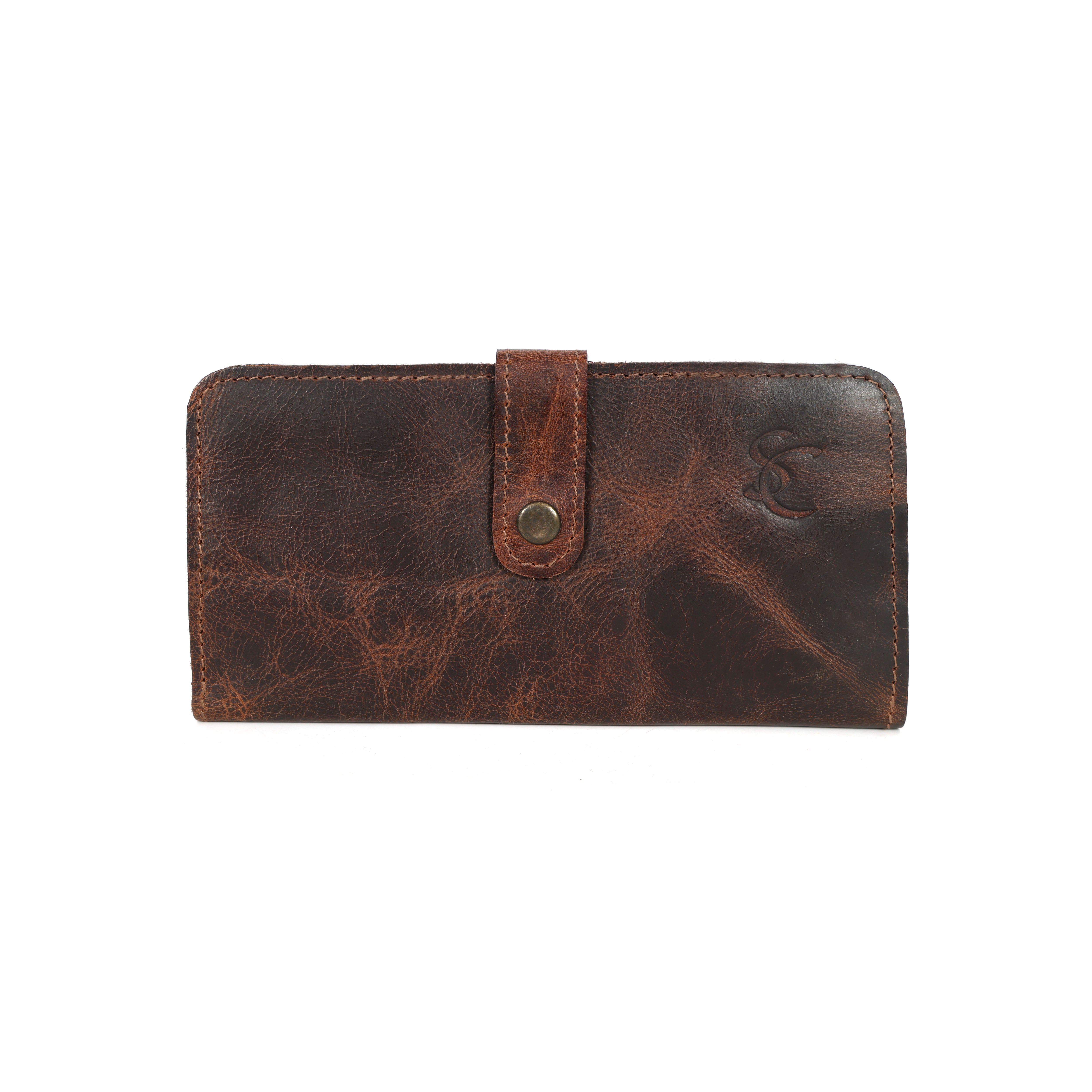 STITCH AND CARRY Classic Women or Men Bifold Wallet Brown Genuine Leather 6 Card Slots Stitch And Carry
