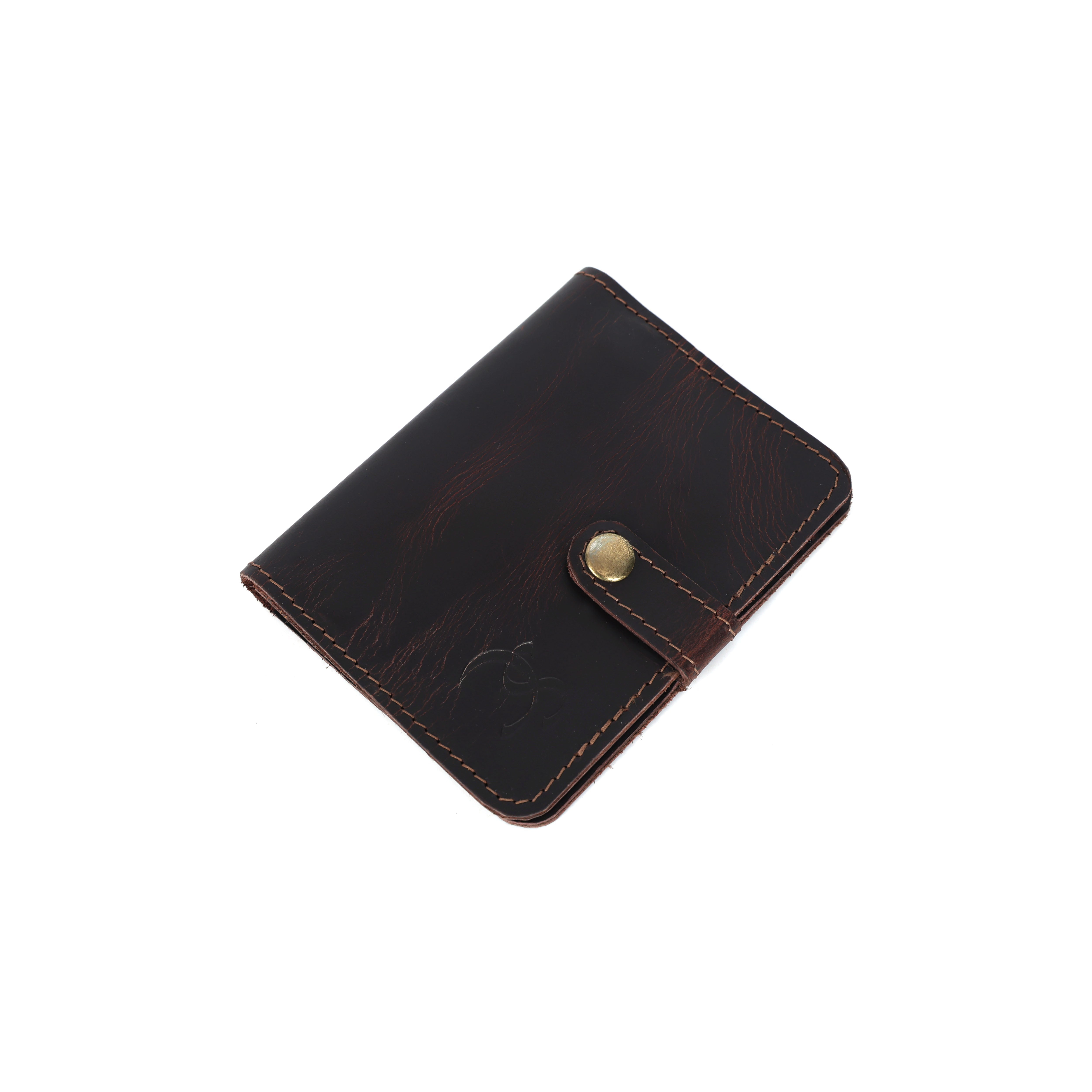 STITCH AND CARRY Mini Concertina Clutch for Women Dark Black Leather Button Closure, Compact Design, Stitch And Carry