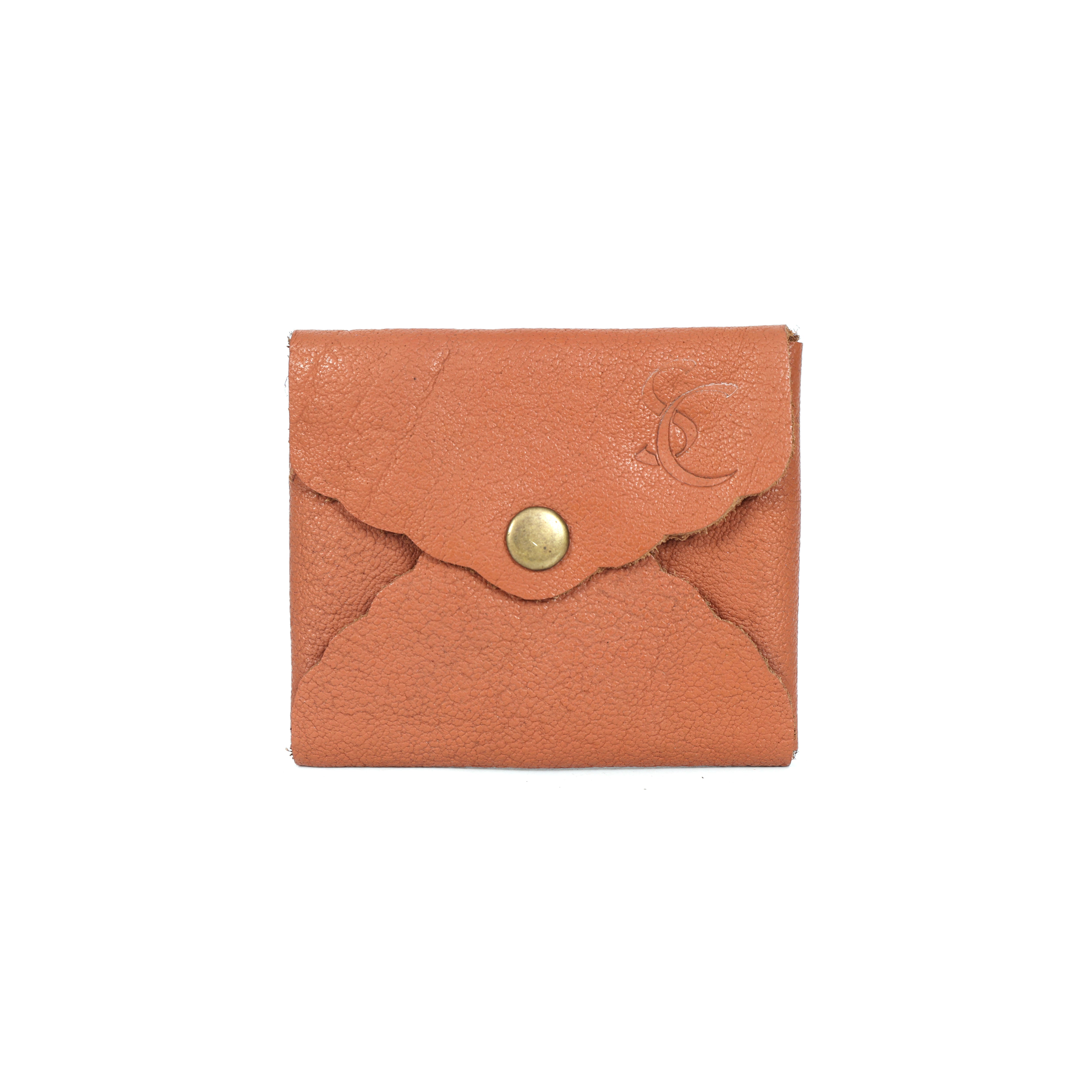 STITCH AND CARRY Blossom Bitty Women's Coin Wallet Brown Leather Button Closure, Compact Design, Soft Lining Stitch And Carry