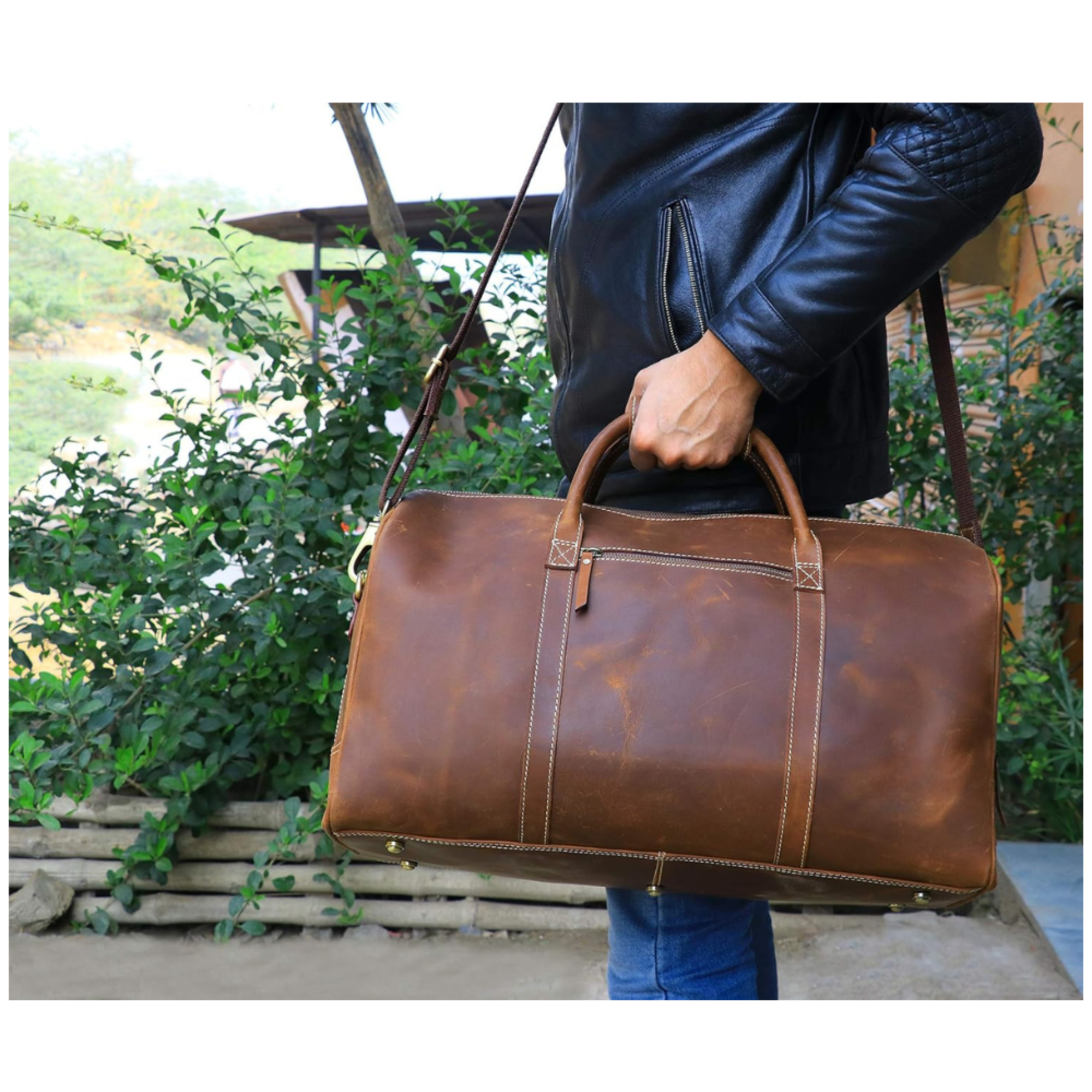 STITCH AND CARRY Vintage Weekender Brown Leather Duffel Bag's for Men Premium Leather Perfect to Travel, Sport and Everyday Style (Copy) Stitch And Carry