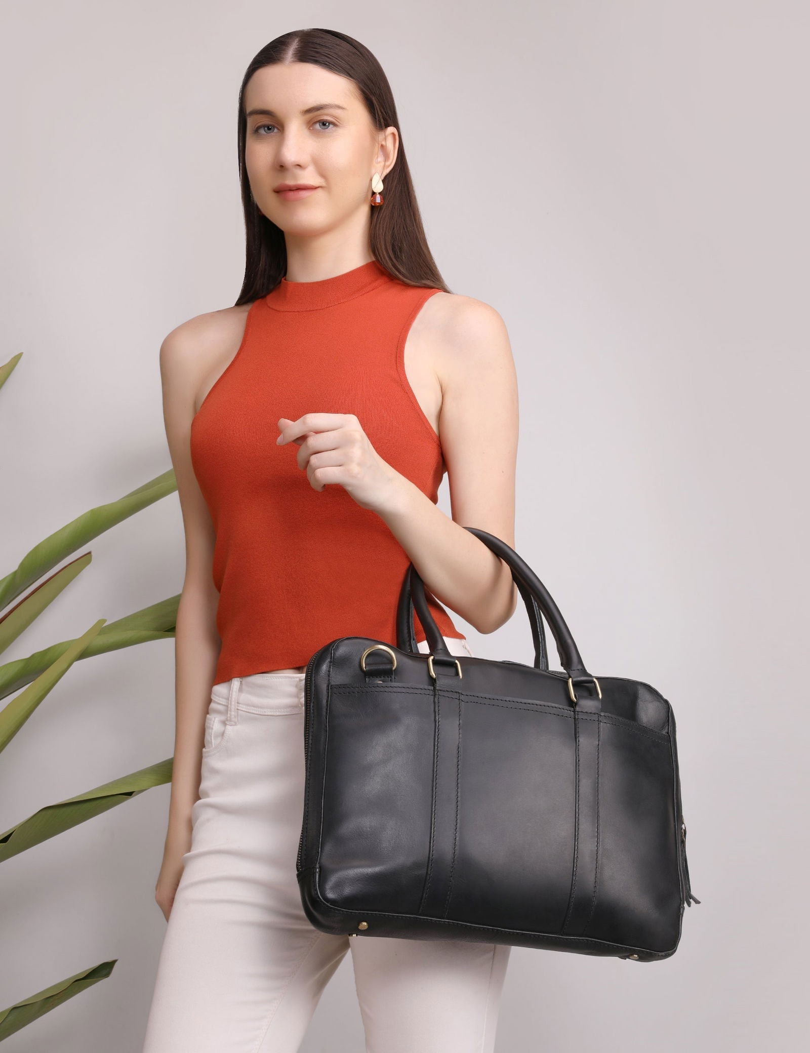 Executive men leather laptop bag messenger bag professional