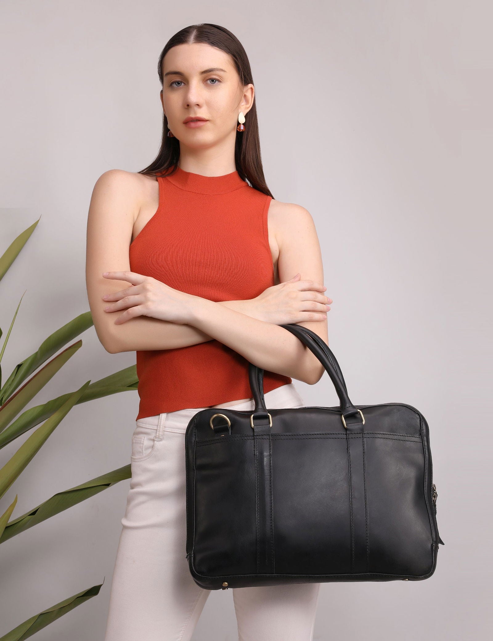 Executive men leather laptop bag messenger bag professional