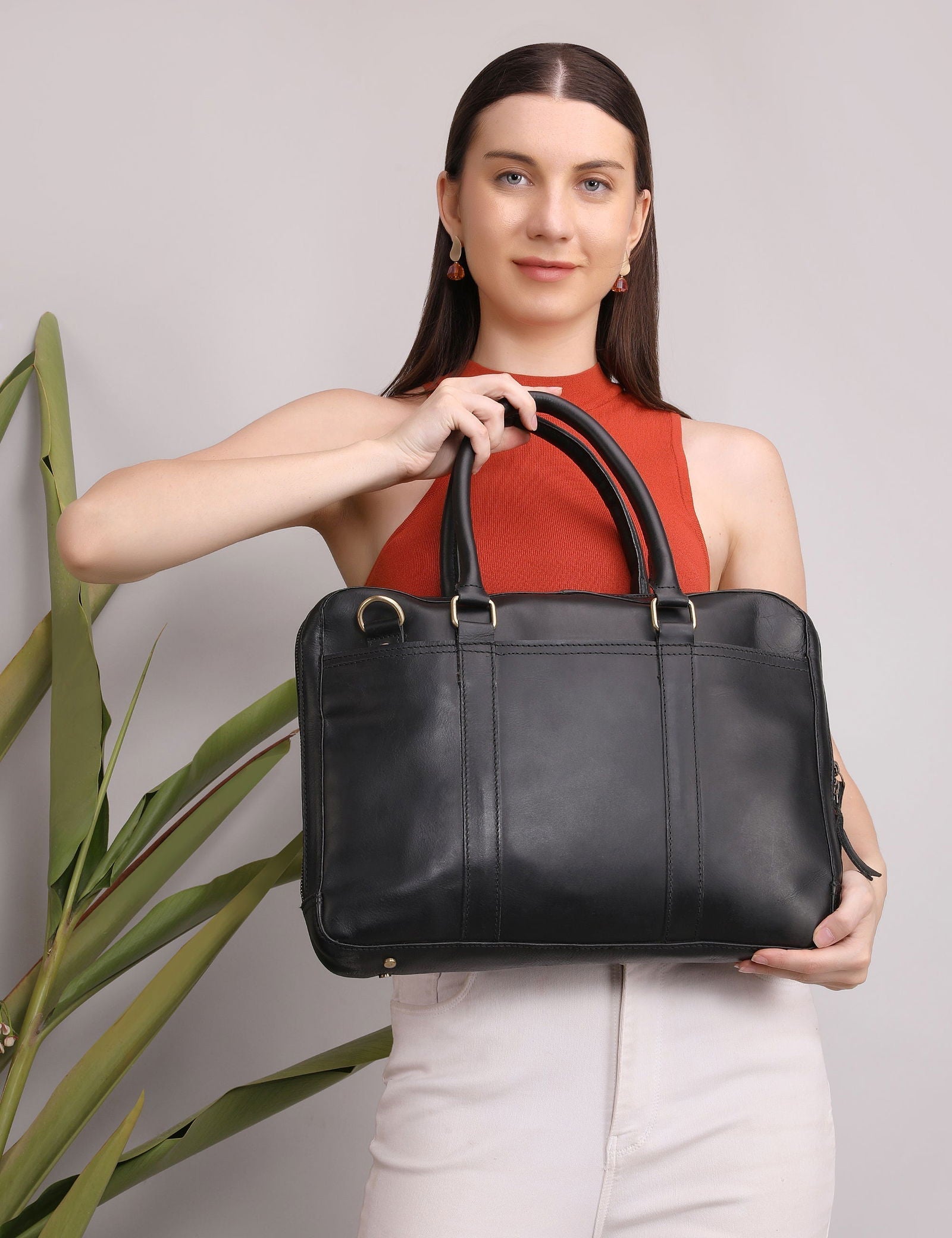 Executive men leather laptop bag messenger bag professional