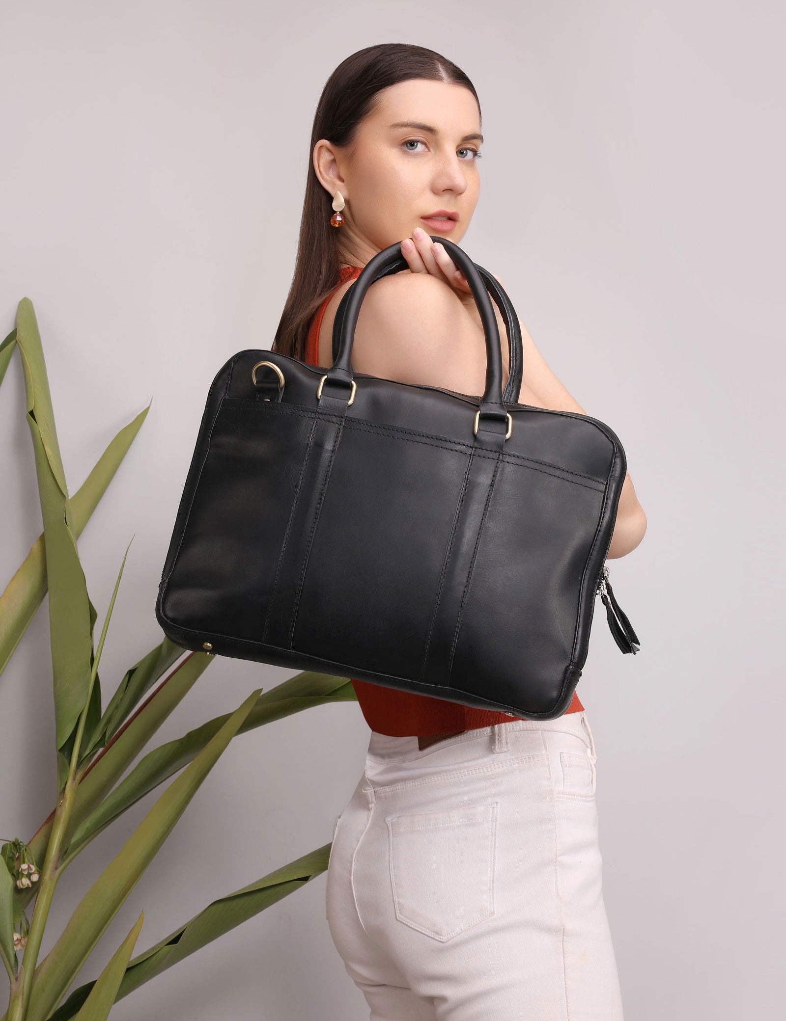 Executive men leather laptop bag messenger bag professional
