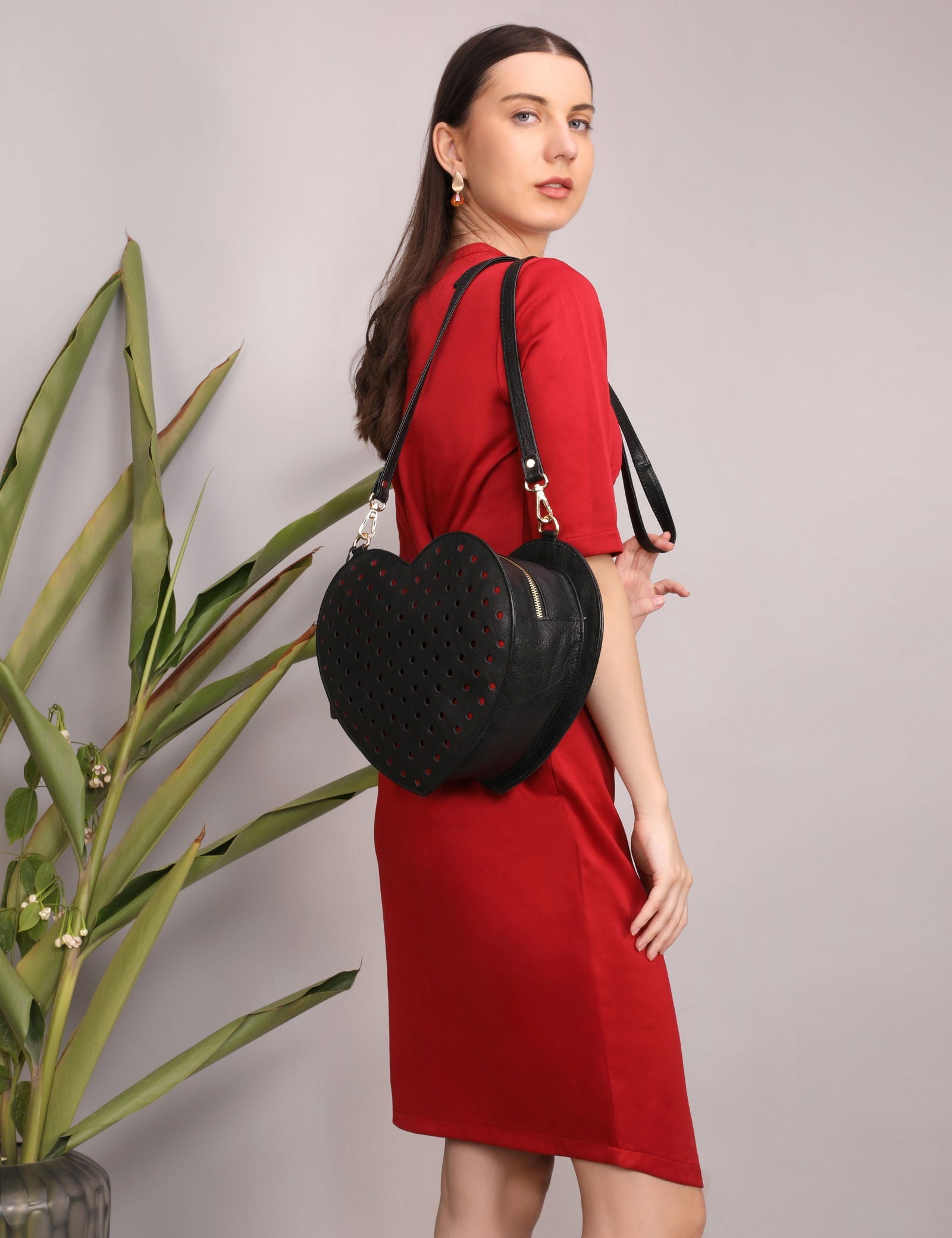 HEART SHAPE LEATHER SIDE BAG - Stitch And Carry