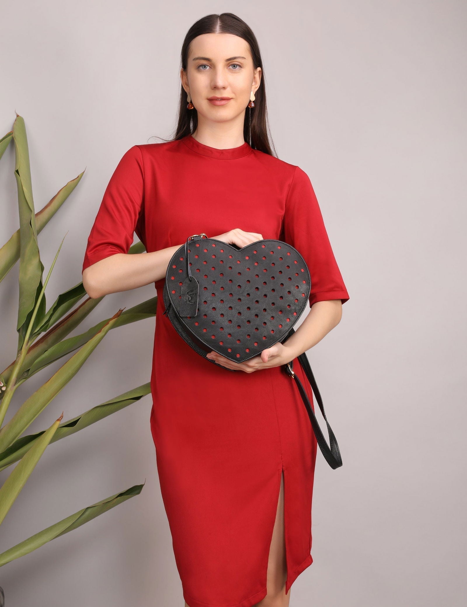 HEART SHAPE LEATHER SIDE BAG - Stitch And Carry