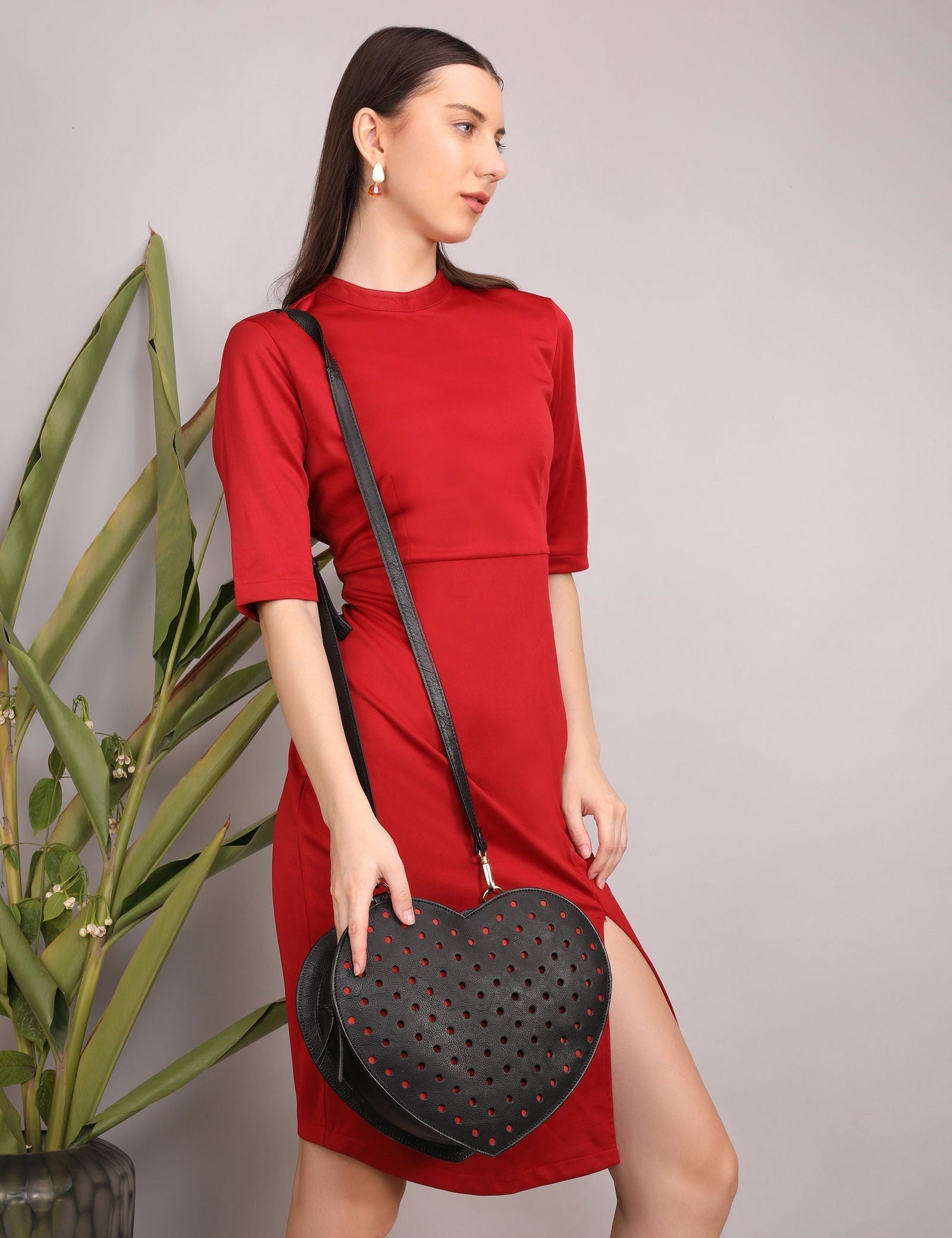 HEART SHAPE LEATHER SIDE BAG - Stitch And Carry