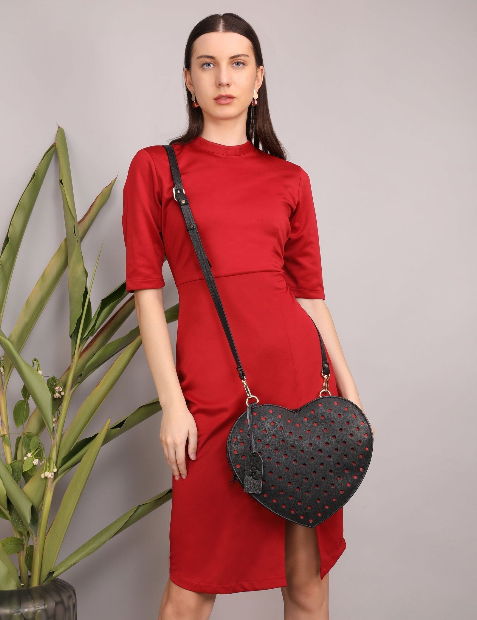 HEART SHAPE LEATHER SIDE BAG - Stitch And Carry
